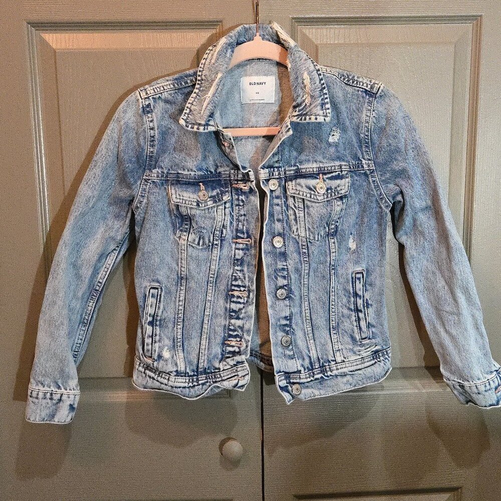 Old Navy Destructed Acid Wash Denim Jacket XS